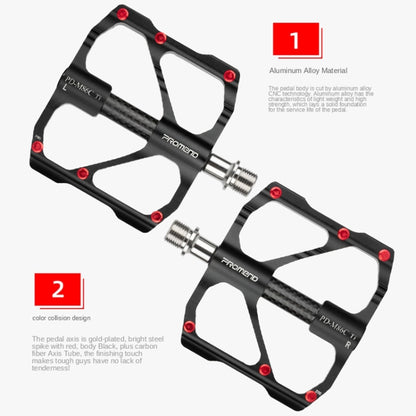 1 paire de pédales de vélo PROMEND avec axe en titane et tube en carbone, pour VTT ou vélo de route, 3 roulements scellés, PD-M86C-TI