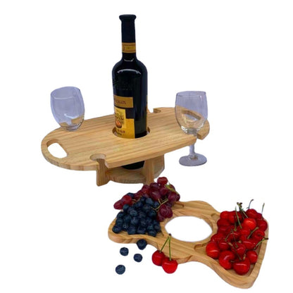 Outdoor Picnic Table Wooden Foldable Wine Rack, Foldable Table