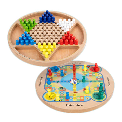 Jouet en Bois Multifonctionnel pour Enfants, Jeu de Société Interactif Parent-Enfant, Spécification de l'Ensemble : 2 en 1 Hocker + Échecs Volants, 2 en 1 Hockey + Cinq Douleurs, Échecs 4 en 1, Échecs 6 en 1, Échecs 8 en 1