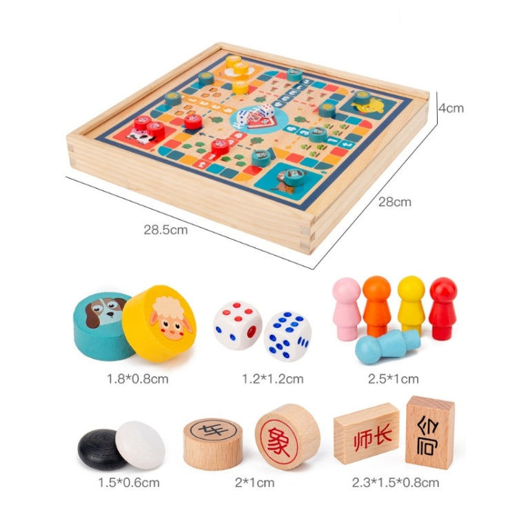 Jouet en Bois Multifonctionnel pour Enfants, Jeu de Société Interactif Parent-Enfant, Spécification de l'Ensemble : 2 en 1 Hocker + Échecs Volants, 2 en 1 Hockey + Cinq Douleurs, Échecs 4 en 1, Échecs 6 en 1, Échecs 8 en 1