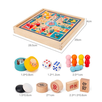Jouet en Bois Multifonctionnel pour Enfants, Jeu de Société Interactif Parent-Enfant, Spécification de l'Ensemble : 2 en 1 Hocker + Échecs Volants, 2 en 1 Hockey + Cinq Douleurs, Échecs 4 en 1, Échecs 6 en 1, Échecs 8 en 1