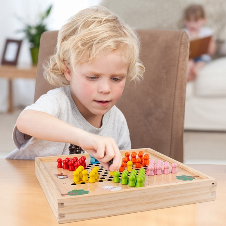 Jouet en Bois Multifonctionnel pour Enfants, Jeu de Société Interactif Parent-Enfant, Spécification de l'Ensemble : 2 en 1 Hocker + Échecs Volants, 2 en 1 Hockey + Cinq Douleurs, Échecs 4 en 1, Échecs 6 en 1, Échecs 8 en 1