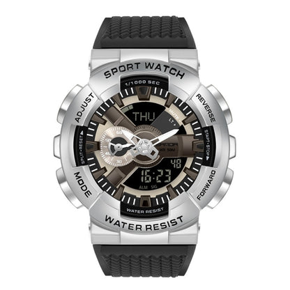 SANDA 9004 Men Symphony Dual Display Synchronous Outdoor Luminous Electronic Multifunction Watch, Black, Black Silver, Black Gold, Illusion, Black Blue, Transparent Gold, Transparent Silver