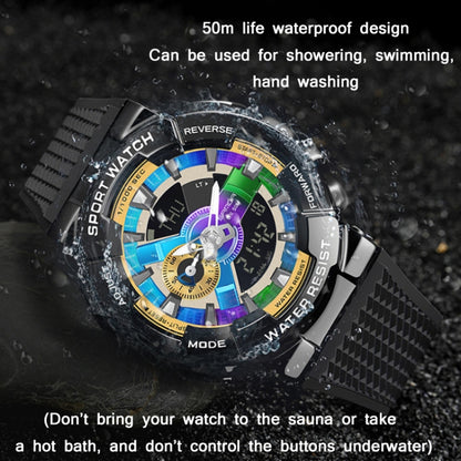 SANDA 9004 Men Symphony Dual Display Synchronous Outdoor Luminous Electronic Multifunction Watch, Black, Black Silver, Black Gold, Illusion, Black Blue, Transparent Gold, Transparent Silver