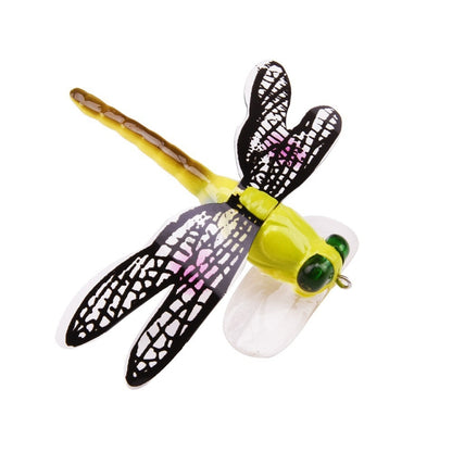 QT01 7cm / 6g Appât de pêche à la mouche longue hameçon Bionic Libellule, A (Jaune), B (Violet), C (Noir), D (Orange), E (Rouge), F (Bleu)