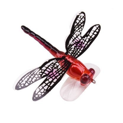 QT01 7cm / 6g Appât de pêche à la mouche longue hameçon Bionic Libellule, A (Jaune), B (Violet), C (Noir), D (Orange), E (Rouge), F (Bleu)