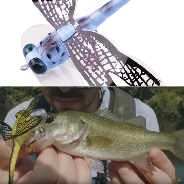 QT01 7cm / 6g Appât de pêche à la mouche longue hameçon Bionic Libellule, A (Jaune), B (Violet), C (Noir), D (Orange), E (Rouge), F (Bleu)