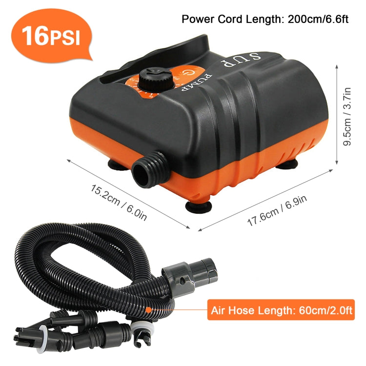 HT-785 Pompe de gonflage de voiture haute pression 16PSI pour planche de paddle, Pompe à air électrique 12V avec 6 connecteurs, HT-785