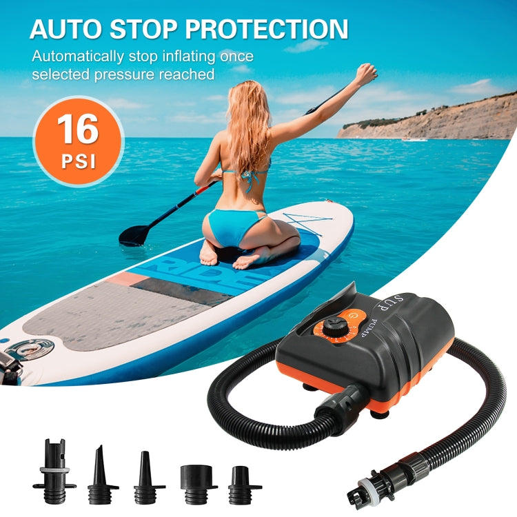 HT-785 Pompe de gonflage de voiture haute pression 16PSI pour planche de paddle, Pompe à air électrique 12V avec 6 connecteurs, HT-785
