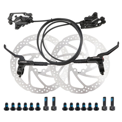 Meroca M800 Bicycle Brake Mountain Bike Universal Bilateral Brake Oil Pressure Disc Brake, Style:, 1 Pair Oil Brakes, 1 Pair Oil Brakes + 1 Pair Disc Brakes, Right Front 800mm, Left Back 1400mm, Right Front 800mm + Disc Brake                           ...