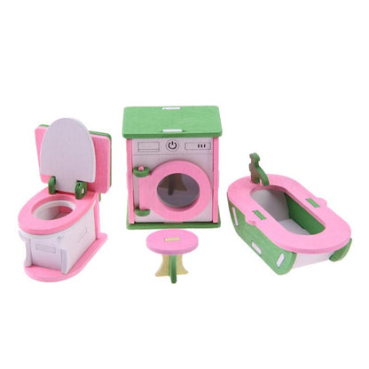Simulation Miniature Wooden Furniture Kids Toys Doll House Set