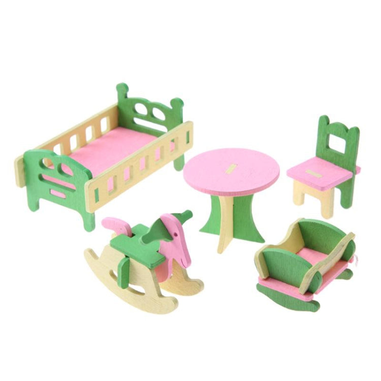 Simulation Miniature Wooden Furniture Kids Toys Doll House Set