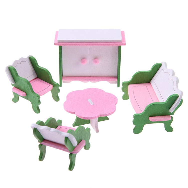 Simulation Miniature Wooden Furniture Kids Toys Doll House Set
