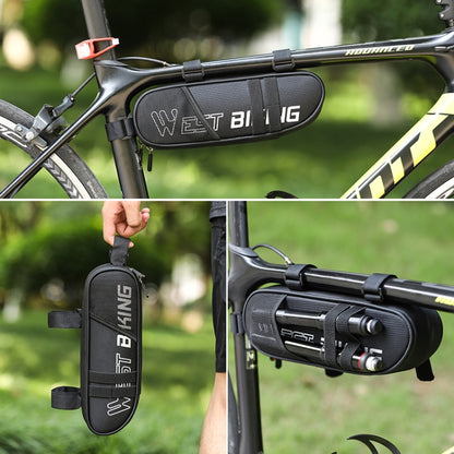 WEST BIKING Bicycle Triangle Reflective Bag Large Capacity Cycling Bag Horizontal Beam Bag Anti-Splashing Road Car Bag, WEST BIKING 1.3L Front Beam Bag