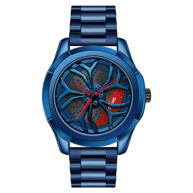Montre à quartz pour hommes SANDA P1065 avec bracelet en acier série Wheel, pour hommes bleu rouge, pour hommes noir rouge, pour hommes argent rouge, pour hommes bleu vert, pour hommes noir vert, pour hommes argent vert