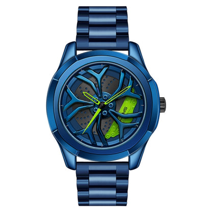 Montre à quartz pour hommes SANDA P1065 avec bracelet en acier série Wheel, pour hommes bleu rouge, pour hommes noir rouge, pour hommes argent rouge, pour hommes bleu vert, pour hommes noir vert, pour hommes argent vert