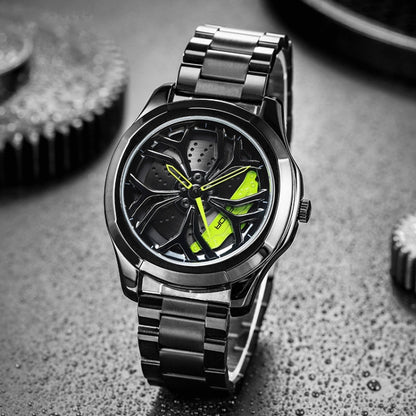 Montre à quartz pour hommes SANDA P1065 avec bracelet en acier série Wheel, pour hommes bleu rouge, pour hommes noir rouge, pour hommes argent rouge, pour hommes bleu vert, pour hommes noir vert, pour hommes argent vert