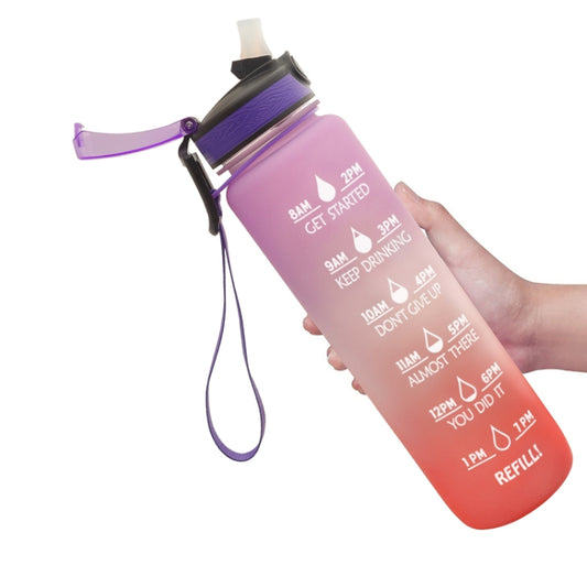 1L Tritan Plastic Gradient Color Cup Outdoor Large Capacity Sports Kettle, Blue Pink, Orange Blue, Yellow Blue Purple, Purple Orange