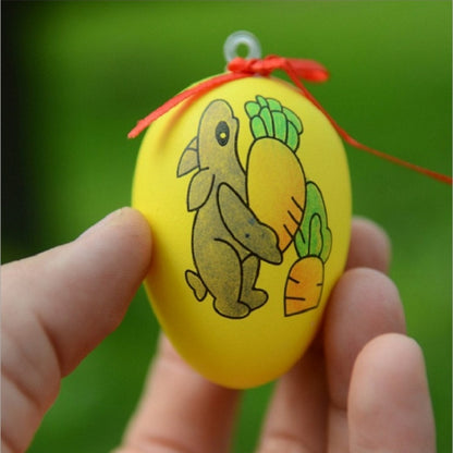 4 œufs de Pâques peints à la main en forme de dessins animés, jouets éducatifs pour enfants, motifs et couleurs aléatoires, 4 œufs de Pâques peints