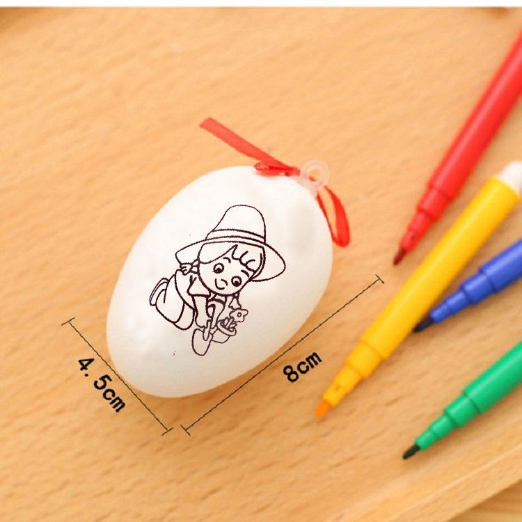 4 œufs de Pâques peints à la main en forme de dessins animés, jouets éducatifs pour enfants, motifs et couleurs aléatoires, 4 œufs de Pâques peints