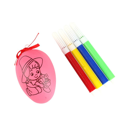 4 œufs de Pâques peints à la main en forme de dessins animés, jouets éducatifs pour enfants, motifs et couleurs aléatoires, 4 œufs de Pâques peints