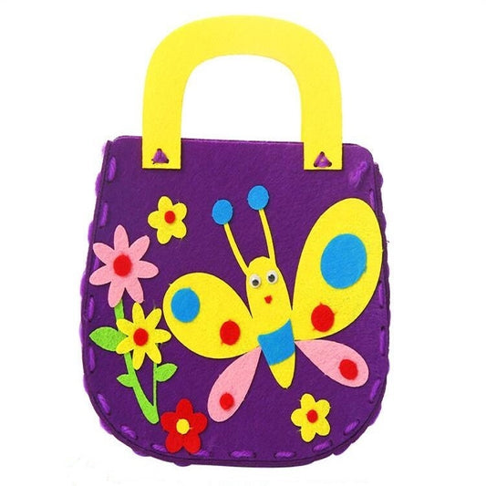 Tissu non tissé DIY Colle de dessin animé Sac à coudre à la main Sac en tissu, Papillon, Fleur, Bouquet, Mère et fille, Petite fille, Grenouille, Petit cerf, Petit poisson