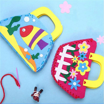 Non-woven Fabric DIY Cartoon Paste Hand Sewing Bag Fabric Bag, Butterfly, Flower, Bouquet, Mother and Daughter, Little Girl, Frog, Little Deer, Small Fish