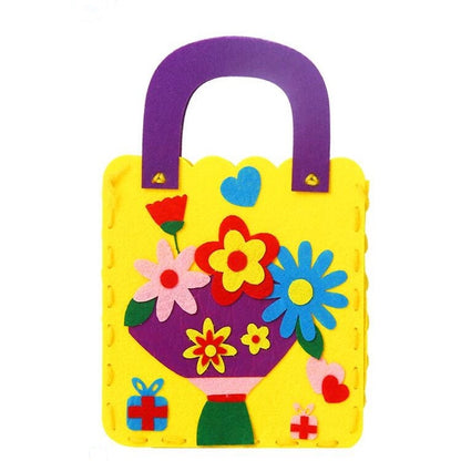 Non-woven Fabric DIY Cartoon Paste Hand Sewing Bag Fabric Bag, Butterfly, Flower, Bouquet, Mother and Daughter, Little Girl, Frog, Little Deer, Small Fish