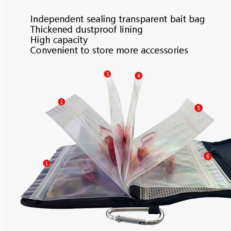 Sac à appâts de pêche séparable avec 6 autocollants auto-scellants en PVC Sac de rangement suspendu pour classification