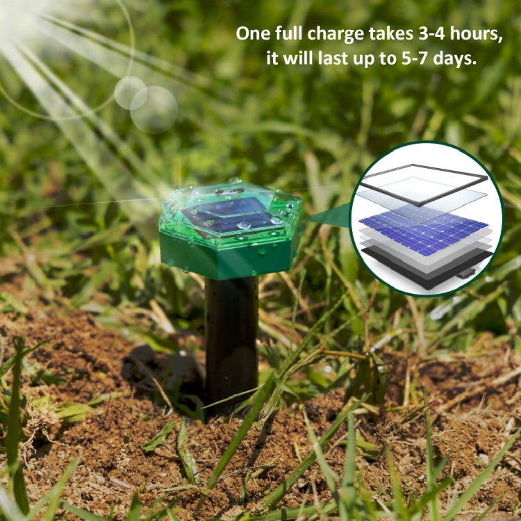 Outdoor Hexagonal Solar Ultrasonic Mole Repeller Inserted Into The Lawn Outdoor Animal Repeller