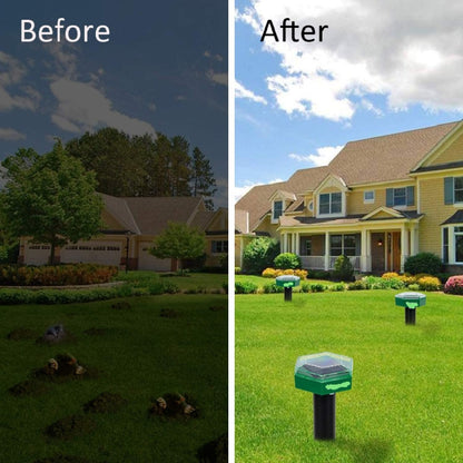 Outdoor Hexagonal Solar Ultrasonic Mole Repeller Inserted Into The Lawn Outdoor Animal Repeller