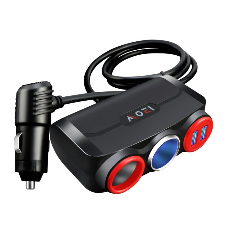 Car Cigarette Lighter Multi-Function Mobile Phone Charging USB Car Charge 12/24V Adapter Plug, Black Red