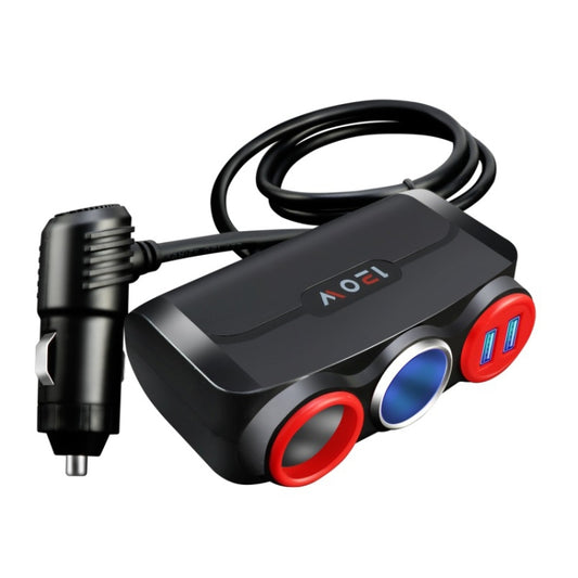 Chargeur de voiture USB multifonction pour téléphone portable, allume-cigare de voiture, prise adaptateur 12/24 V, noir rouge