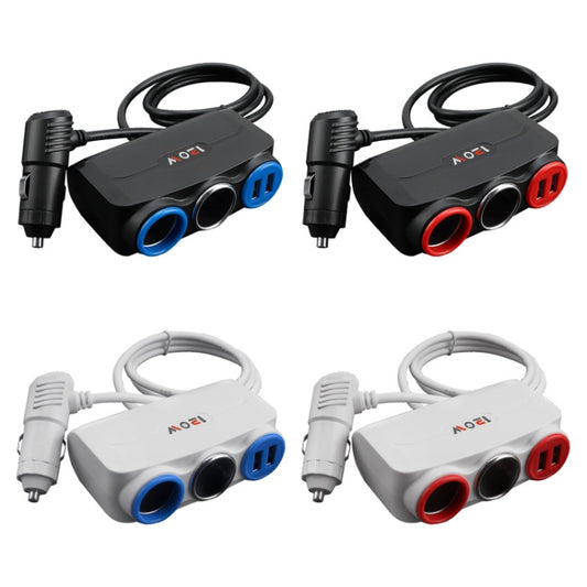 Chargeur de voiture USB multifonction pour téléphone portable, allume-cigare de voiture, prise adaptateur 12/24 V, noir rouge