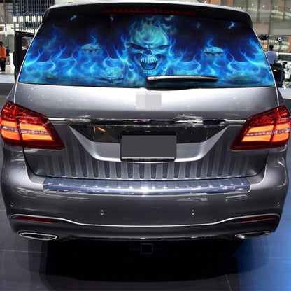 D-738 Burning Skull Car Rear Window Sticker Color Graphic Sticker, 135x36cm, D-738