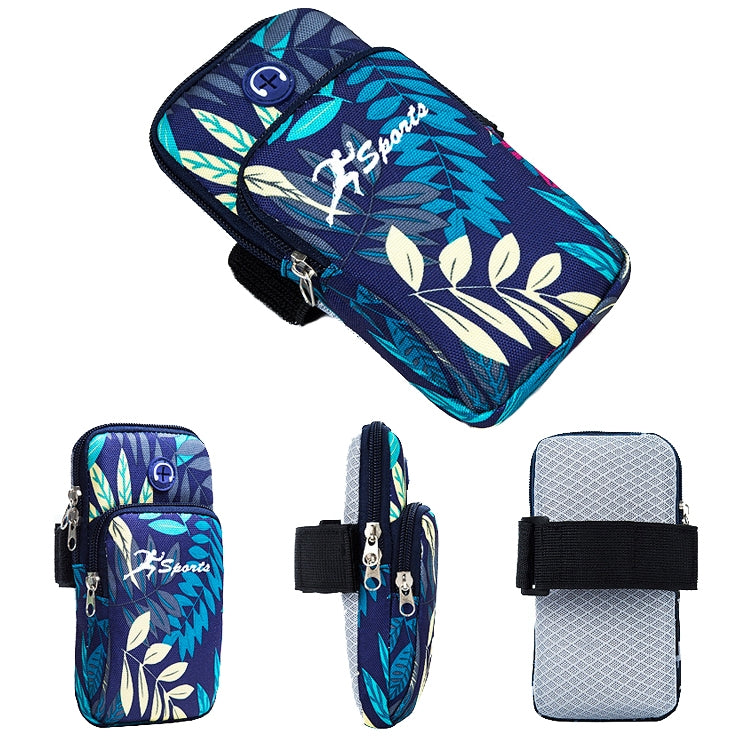 2 PCS B026 Running Mobile Phone Arm Bag Sports Yoga Mobile Phone Bag, Specification：, Small (Leaves Blue), Large (Leaves Blue), Small (Leaves Orange), Large (Leaves Orange)