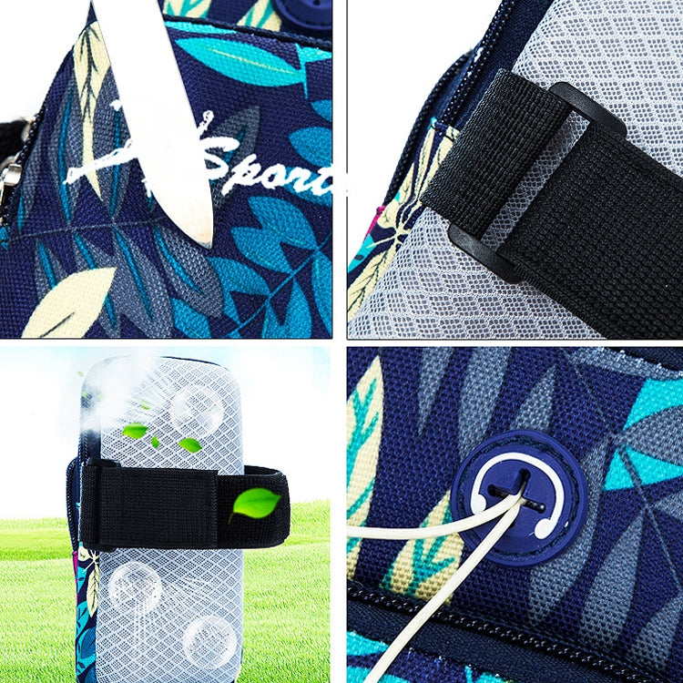 2 PCS B026 Running Mobile Phone Arm Bag Sports Yoga Mobile Phone Bag, Specification：, Small (Leaves Blue), Large (Leaves Blue), Small (Leaves Orange), Large (Leaves Orange)