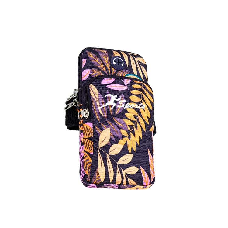 2 PCS B026 Running Mobile Phone Arm Bag Sports Yoga Mobile Phone Bag, Specification：, Small (Leaves Blue), Large (Leaves Blue), Small (Leaves Orange), Large (Leaves Orange)