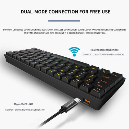 LEAVEN K28 61 Keys Gaming Office Computer RGB Wireless Bluetooth + Wired Dual Mode Mechanical Keyboard, Cabel Length:1.5m, Green Axis (Black), Green Axis (White), Green Axis (Blue), Green Axis (Pink), Red Axis (Black), Red Axis (White), Red Axis (Blue)...
