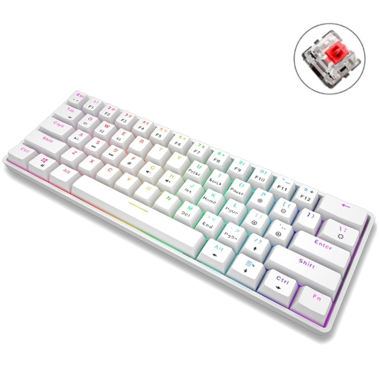 LEAVEN K28 61 Keys Gaming Office Computer RGB Wireless Bluetooth + Wired Dual Mode Mechanical Keyboard, Cabel Length:1.5m, Green Axis (Black), Green Axis (White), Green Axis (Blue), Green Axis (Pink), Red Axis (Black), Red Axis (White), Red Axis (Blue)...