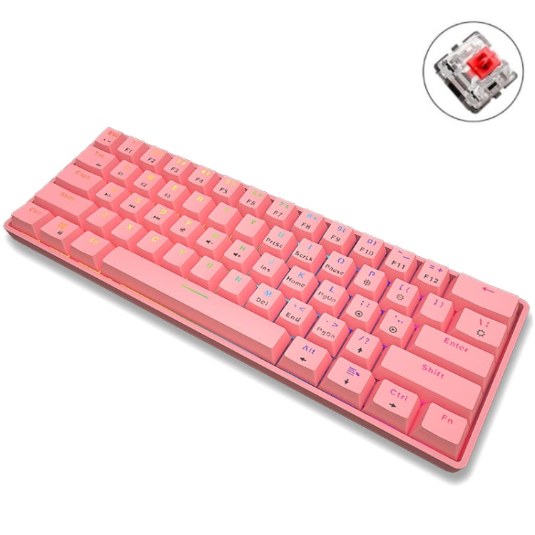 LEAVEN K28 61 Keys Gaming Office Computer RGB Wireless Bluetooth + Wired Dual Mode Mechanical Keyboard, Cabel Length:1.5m, Green Axis (Black), Green Axis (White), Green Axis (Blue), Green Axis (Pink), Red Axis (Black), Red Axis (White), Red Axis (Blue)...