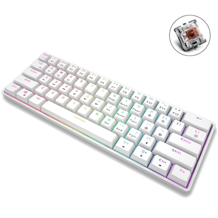 LEAVEN K28 61 Keys Gaming Office Computer RGB Wireless Bluetooth + Wired Dual Mode Mechanical Keyboard, Cabel Length:1.5m, Green Axis (Black), Green Axis (White), Green Axis (Blue), Green Axis (Pink), Red Axis (Black), Red Axis (White), Red Axis (Blue)...
