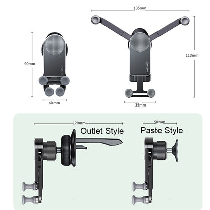 Oatsbasf Car Gravity Metal Bracket Scalable and Stable Mobile Phone Bracket Folding Screen Mobile Phone Exclusive Car Bracket, Folding Screen Outlet Black, Folding Screen Outlet Silver, Folding Screen Paste Black