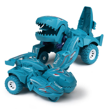 2 PCS Dinosaur Deformation Car Children Inertial Sliding Car Model Toy, Orange, Blue, Rose Red, Cyan