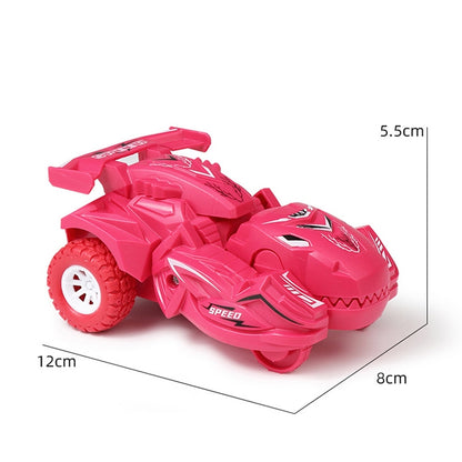 2 PCS Dinosaur Deformation Car Children Inertial Sliding Car Model Toy, Orange, Blue, Rose Red, Cyan