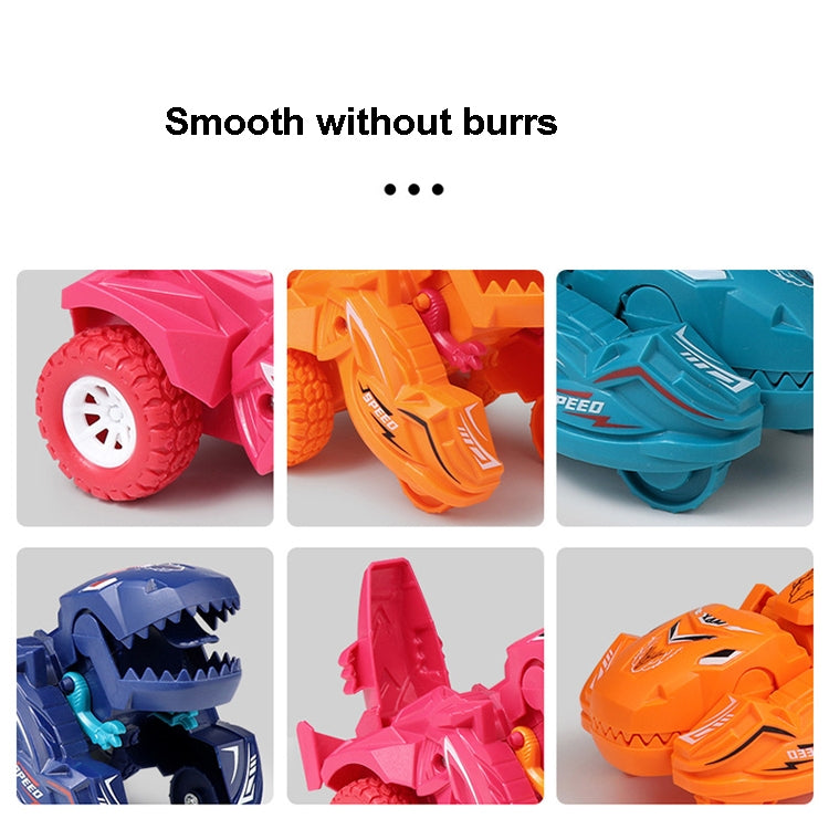 2 PCS Dinosaur Deformation Car Children Inertial Sliding Car Model Toy, Orange, Blue, Rose Red, Cyan