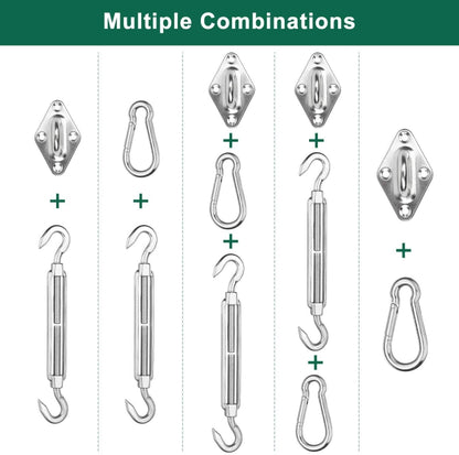24 in 1 304 Stainless Steel Fixed Shade Sail Accessories Diamond Buckle Flower Basket Spring Buckle, Spec:, 24 PCS / M6 Set, 24 PCS / M8 Set, 24 PCS / M6 Set (Yellow), 24 PCS / M8 Set (Yellow)