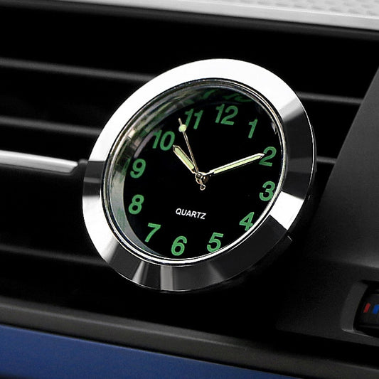 Auto Uhr Nachtlicht Elektronische Uhr Auto Dekoration Quarz, silberner Rand, schwarzer Rand