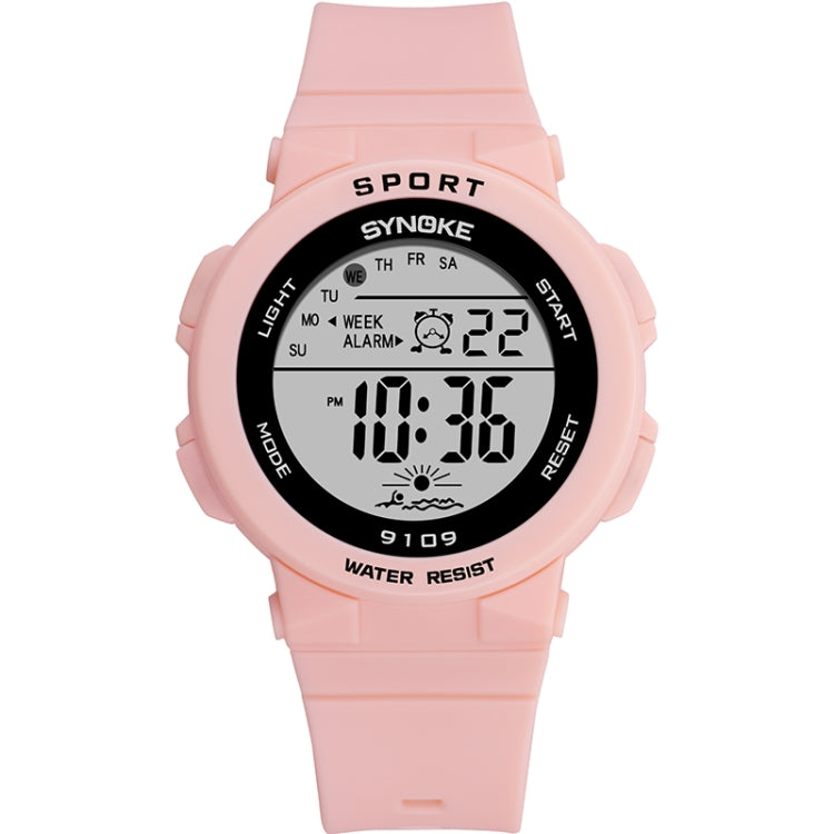 SYNOKE 9109 Montre électronique multifonctionnelle lumineuse colorée étanche pour étudiant, noir, rose, blanc, vert lac