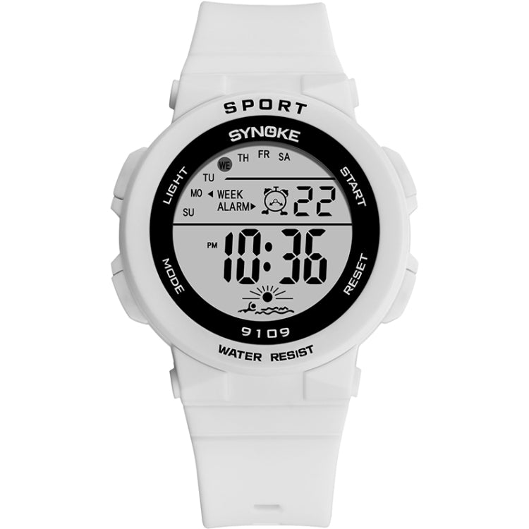 SYNOKE 9109 Montre électronique multifonctionnelle lumineuse colorée étanche pour étudiant, noir, rose, blanc, vert lac